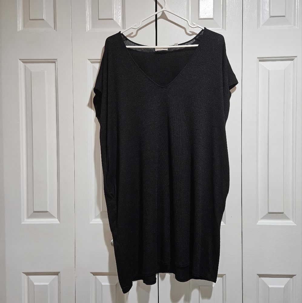 Aritzia Wilfred Free Marcoux Knit Black V-neck Mini Dress Size Extra Small - Picture 3 of 9